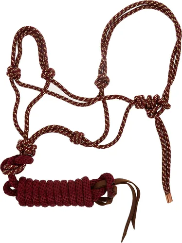 Weaver Leather Cuerda trenzada de diamante halter y plomo Sangría/Oro