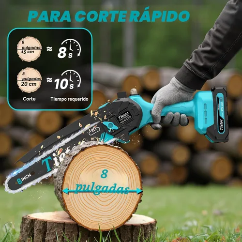 Miniatura 7 de Mini motosierra inalámbrica, portátil de 8 y 6 pulgadas, motosierra eléctrica portátil a batería, con 2 baterías y aceite automático, regalos