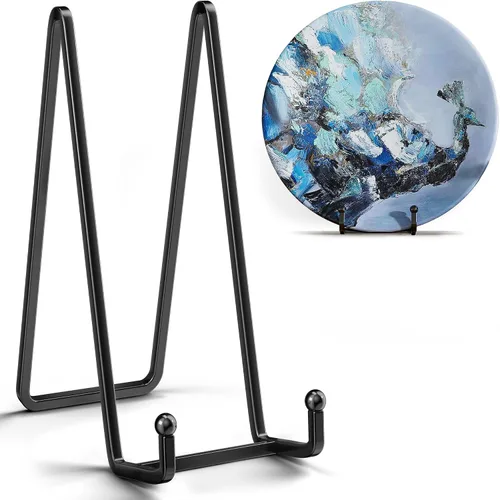 Miniatura 12 de IPAME Soportes para Platos Grandes de 8 Pulgadas para Exhibición - Soporte de Exhibición de Alambre Cuadrado de Metal para Platos + Soporte