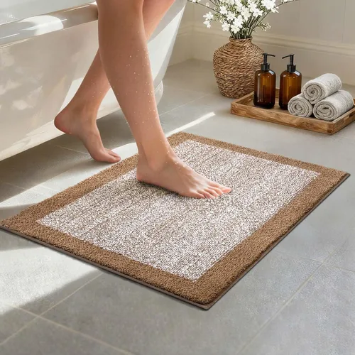 Miniatura 36 de Alfombras de baño de 17 x 24 pulgadas, antideslizantes, lavables, color gris, para bañera, tapete de baño para baño, tapete suave y absorbente