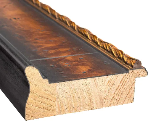 Miniatura 4 de Marco de fotos de madera maciza de nogal marrón con adornos dorados, 16 x 20 pulgadas, ancho de moldeo de 3 pulgadas, con plexiglás acrílico UV