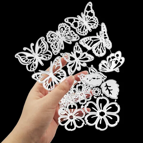 Miniatura 4 de 17 troqueles de corte de plantilla en relieve, hojas de mariposa y flores de AIFUDA para manualidades, álbumes de recortes, marco de fotos, álbum