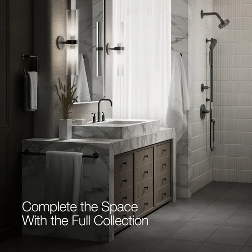 Miniatura 10 de KOHLER K-14406-4-BL Purist® Grifo de Lavabo de Baño Extendido, 3 Agujeros, Grifos de Baño con Manijas de Palanca Baja y Caño de Cuello de Cisne