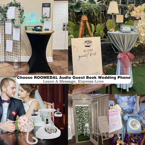 Miniatura 4 de Libro de invitados de audio, teléfono de boda, graba mensajes de audio personalizados con libro de invitados retro para boda, fiesta de cumpleaños