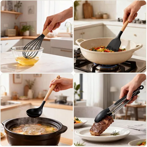 Miniatura 7 de Juego de utensilios de cocina de silicona, 12 piezas de utensilios de cocina para cocinar, juego de herramientas de cocina de silicona no pegajosa