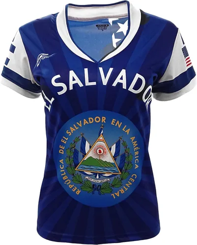El Salvador y Estados Unidos Jersey Arza Diseño para Mujer_Cuello en V_100% Poliéster_Nuevo