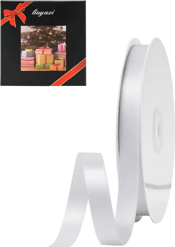 LIUYAXI Cinta de satén blanca de doble cara de 1/2 pulgada x 50 yardas, cintas perfectas para manualidades, envoltura de regalos, fabricación de