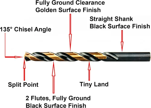 Miniatura 6 de MAXTOOL 1/4 "2 unids idénticos Jobber longitud taladros HSS M2 Twist Drill Bits totalmente molido negro y bronce recto vástagos taladros