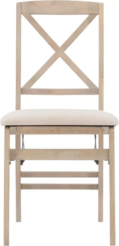 Miniatura 12 de Keira Silla plegable de madera gris lavado con asiento tapizado beige y respaldo clásico de madera X por Linon