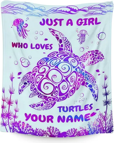 Miniatura 8 de Manta de tortuga para regalo, manta de 40 x 30 pulgadas, cálida, acogedora, suave, manta de regalo de tortuga marina para niñas y niños, decoración