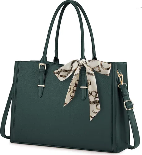 Miniatura 10 de IGOLUMON Bolsa para laptop para mujer de 15.6 pulgadas, impermeable, bolsa de trabajo de cuero, maletín para computadora, oficina, profesional
