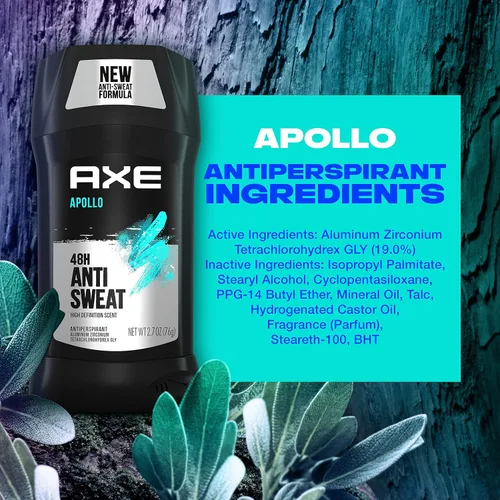 Miniatura 8 de AXE Apollo desodorante antitranspirante en barra para hombres, aroma a salvia y madera de cedro, protección antisudor de 48 horas, 2.7 onzas