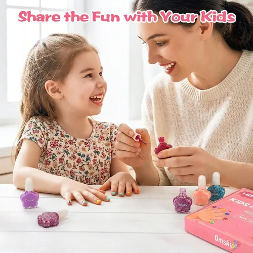 Miniatura 5 de Dmsky Juego de esmaltes de uñas para niños, 18 colores de esmalte de uñas pelable a base de agua de secado rápido para niños, kit de esmalte de uñas