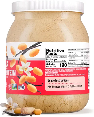 Miniatura 8 de PB2 Performance - Proteína vegana en polvo a base de plantas de maní, 0.71 onzas de proteína completa, sin azúcar añadida, fibra prebiótica, sin