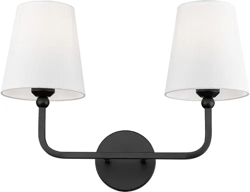 Miniatura 22 de VL837-BG-RA-2 - Lámparas de baño de 2 luces, luces de ratán dorado cepillado, aplique de doble pared con pantalla tejida a mano acampanada, apliques