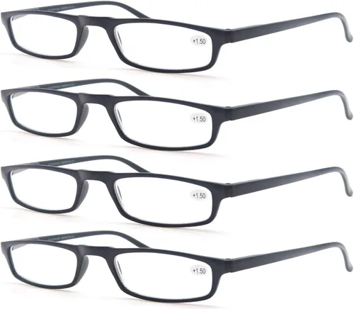 Miniatura 8 de MODFANS Gafas de lectura para mujeres y hombres, montura estrecha ligera con acabado brillante, bisagra de resorte flexible, elegantes lentes