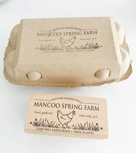 Miniatura 3 de Sello personalizado para cartón de huevos, sello personalizado de granja para cajas de huevos, incluye 50 etiquetas a juego gratis para huevos