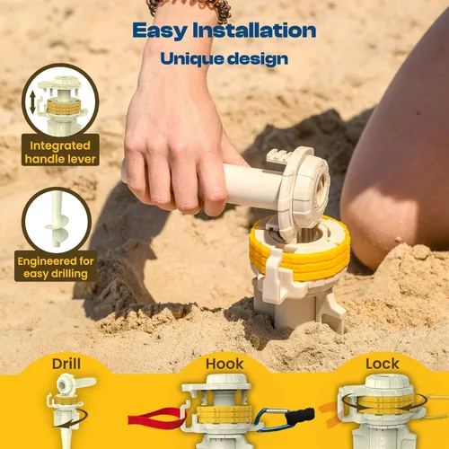 Miniatura 3 de Diggo Anclaje de playa multiusos con cerradura de combinación, seguridad de bolsa antirrobo, estaca de amarre para perros, anclaje de paraguas