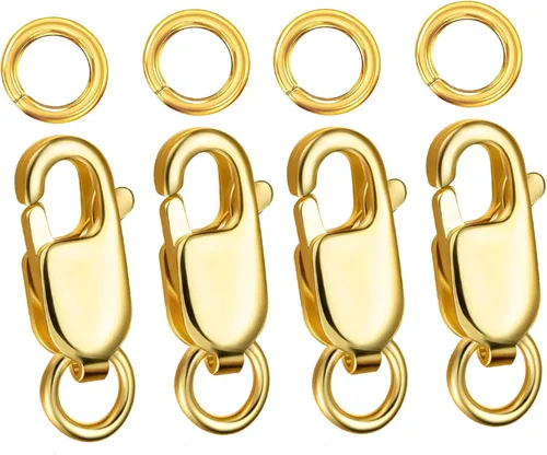 Miniatura 12 de kcctoo Cierre de pinza de langosta de plata con anillos de salto cerrados de oro de 14 quilates para la fabricación de joyas, fabricado en Italia