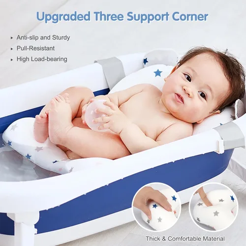 Miniatura 4 de Colorlife - Asiento de baño para bebé con malla de apoyo, cojín de apoyo para baño de bebé, ajustable, cómodo, antideslizante, malla de ducha