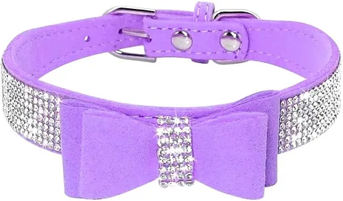Miniatura 8 de Collares Pequeños para Perros Femeninos, Lindo Cristal de Rinstone con Pajarita de Diamante de Brillo para Cachorros para XXS XS Perros Pequeños