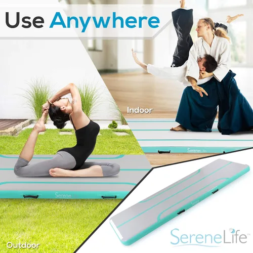 Miniatura 6 de SereneLife Gymnastics Inflatable Air Tumbling Floor Mat Floating Water Mat 10FT, 4in Thickness for Outdoor/Home Indoor Use Tumbling, Training