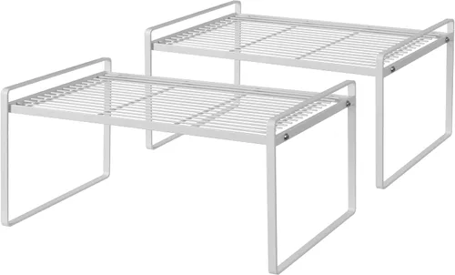 Miniatura 19 de Shantton Paquete de 2 estantes de gabinete de cocina, estante organizador de despensa, baño, dormitorio, oficina, mesa, escritorio, ahorro