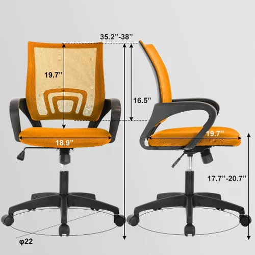 Miniatura 2 de Meet Perfect Silla ejecutiva moderna de escritorio ejecutivo para oficina, con respaldo medio, silla de trabajo giratoria ajustable de malla Naranja