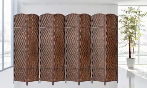 Miniatura 17 de Legacy Decor 8 Panels Room Divider Privacy Partition Screen Bamboo Fiber Natural Color 5.9 ft High X 11.7 ft Wide