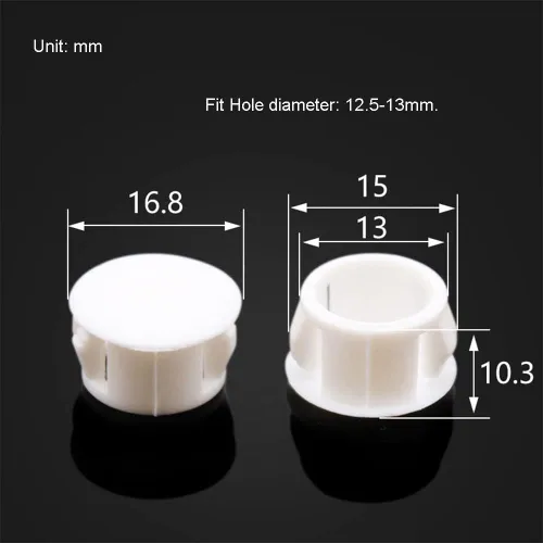 Miniatura 2 de Tapones de agujero blanco de 1/2 pulgada, 30 tapones de plástico tipo rasante a presión en tubo de orificio de bloqueo, tapas de extremo de tubo