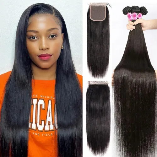 Miniatura 18 de 3 manojos de cabello humano lacio 100% sin procesar virgen brasileño paquetes de 10, 12, 14 pulgadas, mechones de cabello humano corto sin procesar