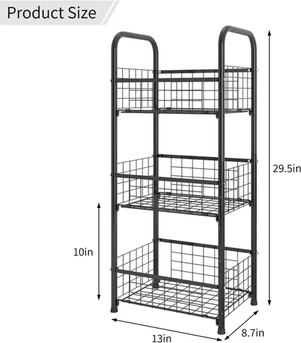 Miniatura 2 de PROXRACER Estante Independiente de 3 Niveles, Organizador de Estantes para Baño con Pies Ajustables, Torre de Almacenamiento de Metal y Acero