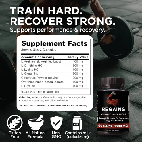 Miniatura 5 de Suplementos HGH para hombres y mujeres - REGAINS paquete de inicio, péptidos anabólicos para el crecimiento muscular, recuperación muscular