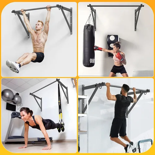 Miniatura 7 de Jusgym Wall Mounted Pull Up Bar, 51"/45" Chin Up Bar with 500LBS Capacity, Strength Training Pull-Up Bars Joist Mounted Reinforced Thick Metal