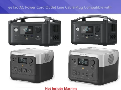 Miniatura 2 de Cable de alimentación de CA compatible con EF EcoFlow River Delta Max Mini Pro Plus Power Station Series 1000/1600 1260Wh 1612Wh Jackery