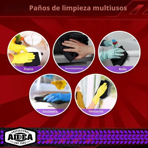 Miniatura 9 de AIDEA Paño de Limpieza de Microfibra Negro 10PK, Toallas de Microfibra para Autos, Paños de Lavado Premium, Paños para Limpiar Polvo Libres