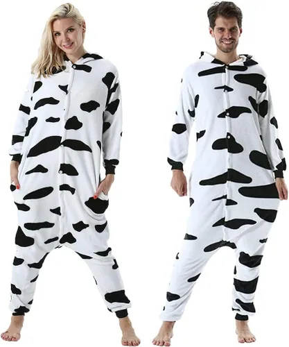 Miniatura 5 de DarkCom Unisex Adult Cow Onesie Halloween Costume One Piece Animal Pajamas Women Men Sleepwear Christmas Pajamas