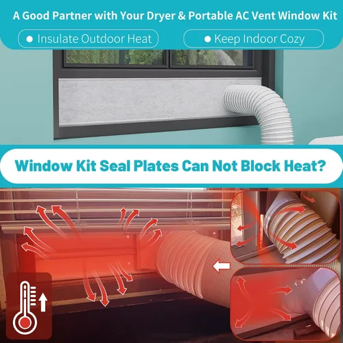Miniatura 3 de Paneles de espuma aislante de doble capa para aire acondicionado portátil, kit de ventilación de ventana, kit de ventana de ventilación de secadora