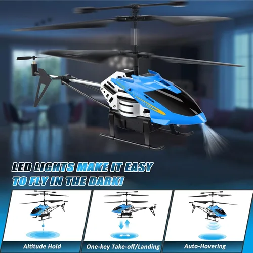 Miniatura 3 de Dolanus Helicópteros RC - Juguetes de helicóptero de control remoto: despegue/aterrizaje con una tecla, retención automática de altitud, luz LED