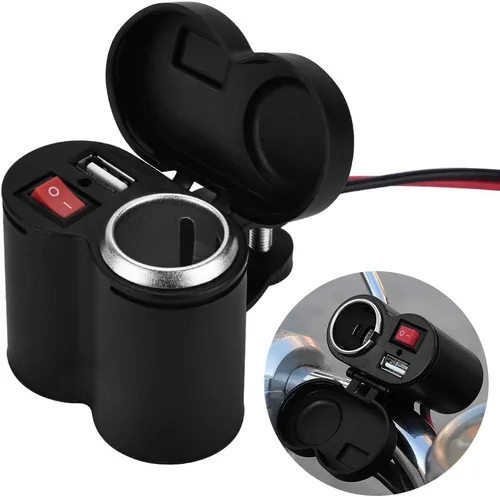 Miniatura 6 de para 12 V. toma de corriente Yctze 12-24V motocicleta impermeable encendedor de cigarrillos enchufe USB toma de corriente toma de corriente