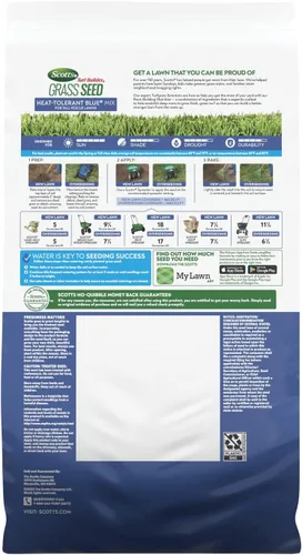 Miniatura 10 de Scotts Turf Builder Semillas de césped resistentes al calor, variedad Blue Mix para céspedes de festuca alta con fertilizante y mejorador de suelo