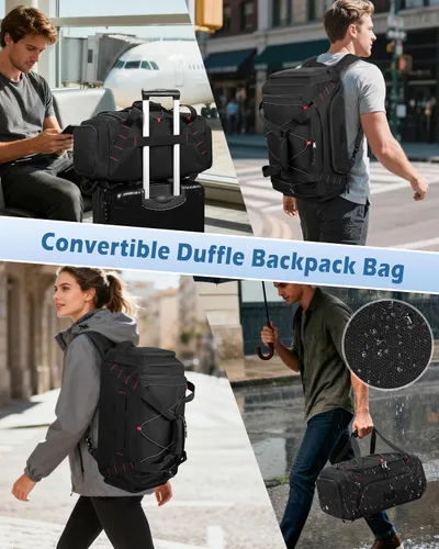 Miniatura 5 de Bolsa de lona para gimnasio de 26 litros con correas de mochila, compartimento para zapatos y bolsillo húmedo, bolsa de lona pequeña para viajes