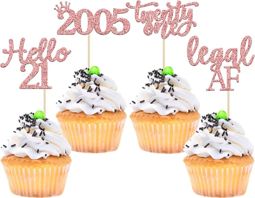 Miniatura 54 de Gyufise Paquete de 24 adornos negros para cupcakes de 10.º cumpleaños con purpurina negra 10 Ten Hello 10 Dights dobles desde 2015 para decoraciones