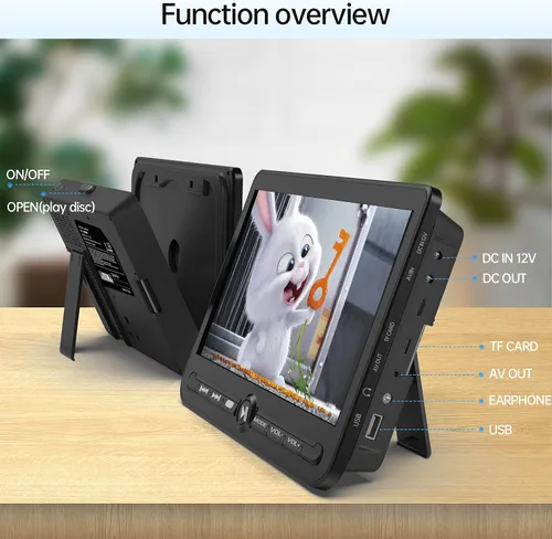 Miniatura 9 de Arafuna - Reproductor de DVD portátil dual de 10.5 pulgadas, pantalla recargable para automóvil reproduce una misma o dos películas diferentes