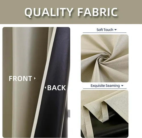 Miniatura 5 de Cortinas opacas 100% beige para dormitorio, cortinas de oscurecimiento de habitación de 84 pulgadas, cortinas opacas para sala de estar, cortinas