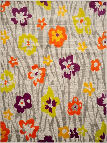 Miniatura 5 de SAFAVIEH Porcello Collection - Alfombra de pasillo, 2 pies 4 pulgadas x 6 pies 7 pulgadas, gris claro y morado, diseño floral, no desprende pelusa
