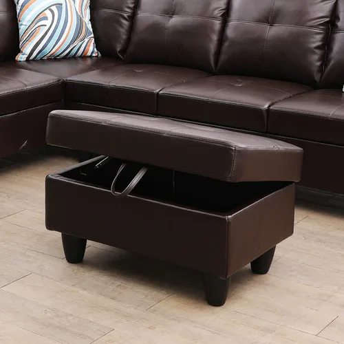 Miniatura 16 de A Ainehome Otomana, moderna otomana de cuero para sala de estar, apartamento y espacio pequeño (tamaño: 28.5 x 19 x 17.5 pulgadas de alto, A-negro)