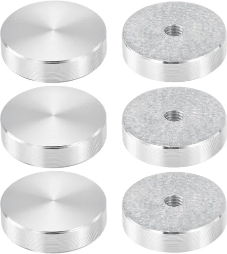 Miniatura 27 de uxcell M6 Rosca 0.787 in de diámetro de forma redonda de aluminio disco hardware 1pcs, aluminio círculo disco vidrio adaptador superior para mesa