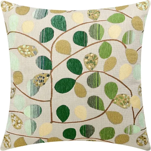 Miniatura 8 de CaliTime Funda de cojín para sofá, decoración del hogar, felpilla de lujo con hojas bonitas de ambos lados, 18 x 18 pulgadas, color azul crudo
