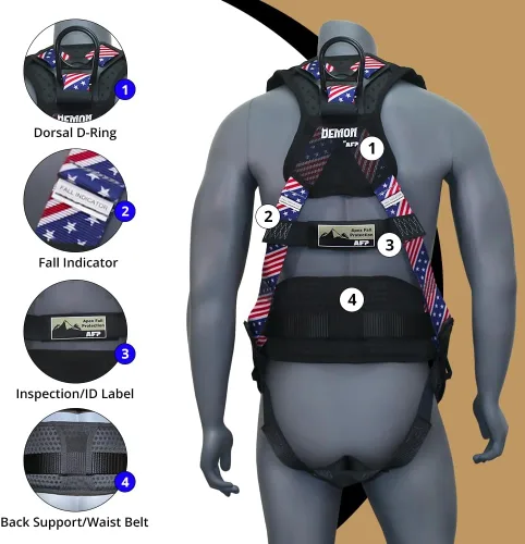 Miniatura 5 de Kit de arnés de protección contra caídas cómodo AFP Demon – Arnés de seguridad de cuerpo completo OSHA/ANSI PPE para trabajo de construcción